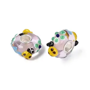 3D Lampwork & Brass Core European Beads
