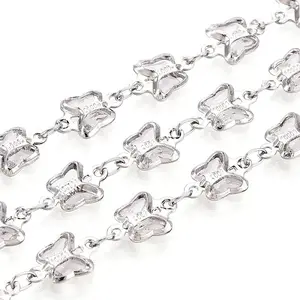 Brass Glass Butterfly Charm Link Chains