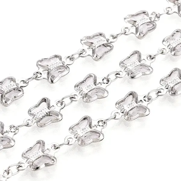 Brass Glass Butterfly Charm Link Chains