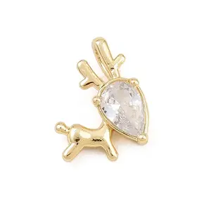 Brass Micro Pave Cubic Zirconia Charms