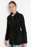 Trendyol černý kabát se širokým střihem na zip