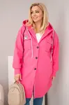 Kesi plus-size kabát s kapucí, růžový