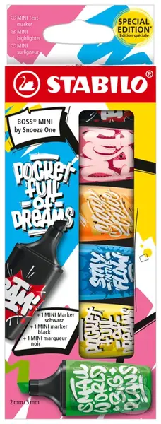 Zvýrazňovače a marker - STABILO BOSS MINI by Snooze One - 6 ks