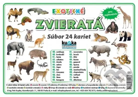 Súbor 24 kariet - Zvieratá (exotické)