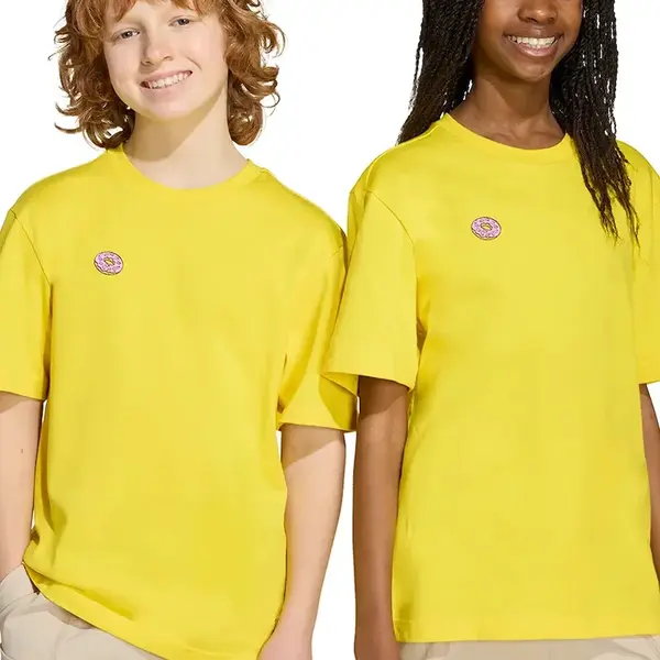 Dětské bavlněné tričko adidas žlutá barva, s potiskem, JM0818