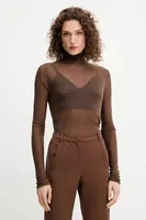 Svetr Pinko dámský, hnědá barva, s pologolfem, 105821 A2PM