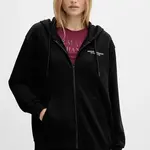 Bavlněná mikina Armani Exchange dámská, černá barva, s kapucí, hladká, XW001452 AF10830