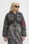 Bomber bunda Alpha Industries šedá barva, zimní, oversize, 148008