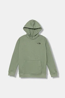 Dětská mikina The North Face TEEN BOX NSE REGULAR HOODIE zelená barva, s kapucí, s potiskem, NF0A89H9DI21
