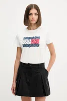 Bavlněné tričko Tommy Jeans dámské, bílá barva, DW0DW20897