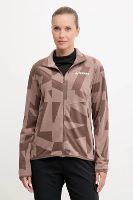 Sportovní mikina adidas TERREX Multi dámská, hnědá barva, vzorovaná, JN0997