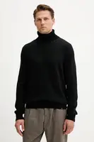 Vlněný svetr Paul&Shark pánský, černá barva, s golfem, 15311064