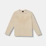 Dětské bavlněné tričko s dlouhým rukávem Emporio Armani béžová barva, s potiskem, EB000725 AF16162