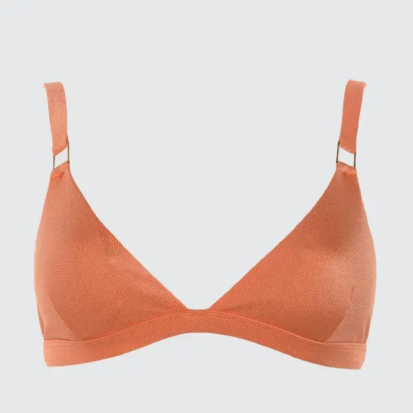 Trendyol Bright Bikini Top with Orange Textured Accessory Detail