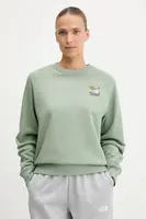 Bavlněná mikina The North Face Connect Relaxed dámská, zelená barva, s potiskem, NF0A8E4JBQ11