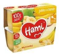 HAMI ovocný příkrm 100% ovoce jablko a banán 4 x 100 g