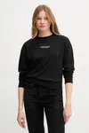 Bavlněná mikina Armani Exchange dámská, černá barva, s potiskem, XW001451 AF10830
