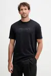 Bavlněné tričko Armani Exchange pánské, černá barva, s potiskem, XM001280 AF10361