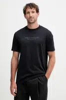 Bavlněné tričko Armani Exchange pánské, černá barva, s potiskem, XM001280 AF10361