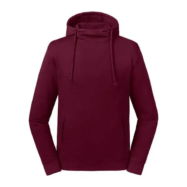 Burgundy Unisex Sweatshirt Pure Organic High Collar Hooded Sweat Russell
