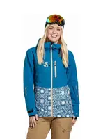 Meatfly dámská SNB & SKI bunda Gaia Mosaic / Blue | Bílá | Velikost XL