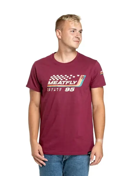 Meatfly pánské tričko Racing Spirit Dark Wine | Červená | Velikost S | 100% bavlna