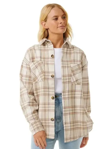 Rip curl dámská bunda High Tide Soft Flannel Bone | Bílá | Velikost M | 100% bavlna