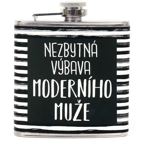 ALBI NEZBYTNÁ VÝBAVA MODERNÍHO MUŽE Dárková placatka, černá, velikost 175 ML