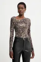 Tričko s dlouhým rukávem Guess BERNARDETTE dámské, hnědá barva, W5BP32 KCZC2