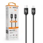 Datový kabel ALIGATOR POWER 3A, USB-C/micro USB, 1m, černá