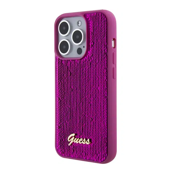 Zadní kryt Guess Sequin Script Logo pro Apple iPhone 15 Pro Max, purpurová