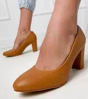 Gemre Brown classic block heel pumps Elinsi