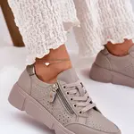 Kožené Sportovní Boty Tenisky Na Platformě Se Zipem Vinceza