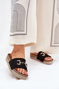 Boto Dámské Klapky Na Platformě Se Zlatou Dekorací A Leskem Černé Morisela