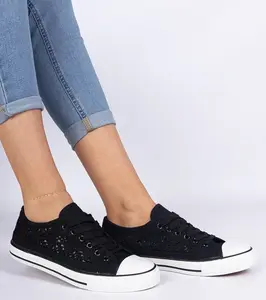 Gemre Black Women's Lace-Up Sneakers Saha