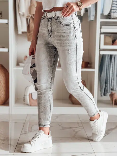 Spodnie damskie slim fit jeansowe SKINNEX szare Dstreet