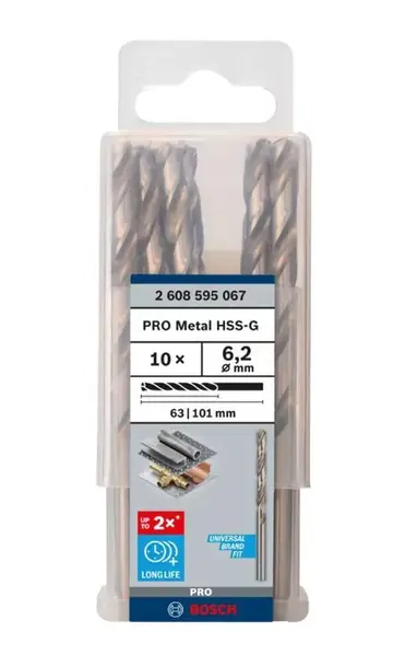 Bosch Príslušenstvo - Súprava vrtákov do kovu, 6,2x101 mm, 10 ks 2608595067