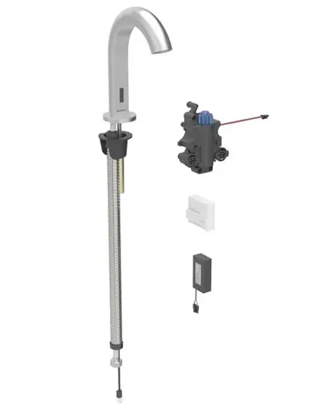 Geberit Piave - Termostatická elektronická umývadlová batéria, batériové napájanie, easy to clean, kefovaná nerezová 116.188.SN.1