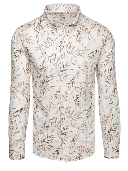 Koszula męska w liście biała Dstreet