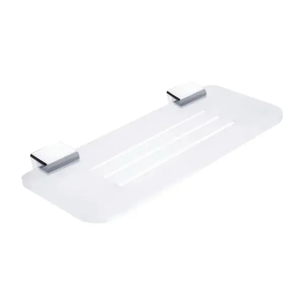 Nimco Kibo - Polička s frézovanými otvormi, dĺžka 30 cm, matný plexiglass/chróm Ki X330-26