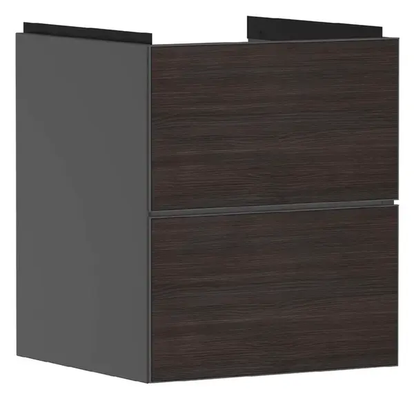 Hansgrohe Xevolos E - Umývadlová skrinka 58x48x48 cm, 2 zásuvky, matná sivá/tmavý dub 54174730