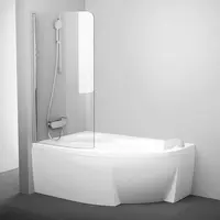 Ravak Chrome - Vanová zástěna jednodílná CVSK1 Rosa, levá, 100x150 cm, lesklý hliník/transparentní sklo 7QLS0C00Y1