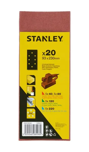Stanley Príslušenstvo - 20-dielna súprava brúsnych pásov, 93x230 mm STA31338-QZ