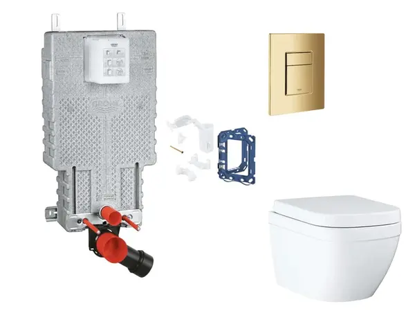 Grohe Uniset - Set predstenovej inštalácie, klozetu, dosky SoftClose, tlačidla Skate Cosmopolitan a súpravy na vhadzovanie tabliet, Triple Vortex, Coo