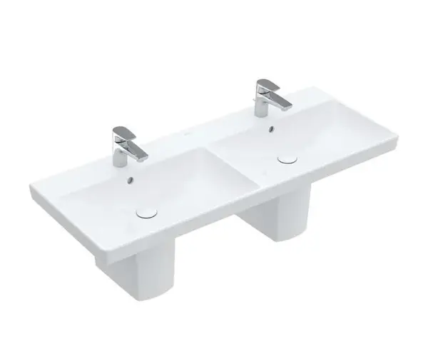 Villeroy & Boch Avento - Dvojumývadlo nábytkové, 120x47 cm, s prepadom, 2 otvory na batériu, alpská biela 4A23CK01