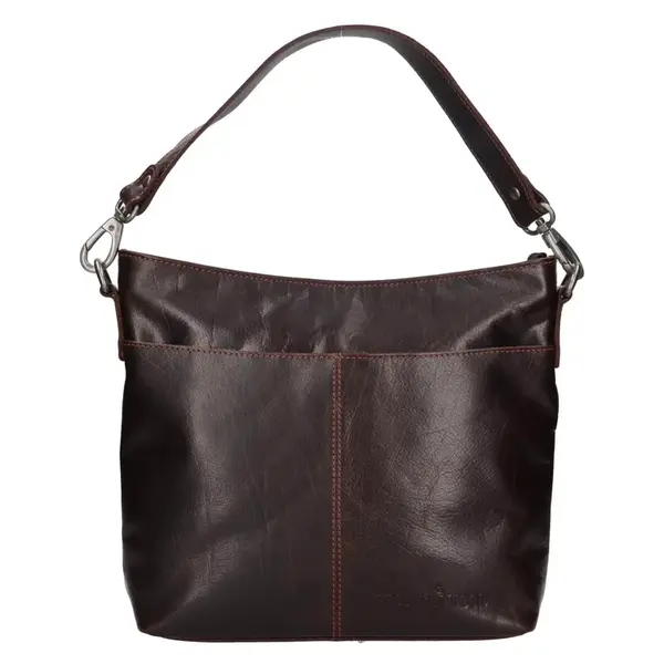 Dámska kožená kabelka Greenwood Stella - tmavo hnedá