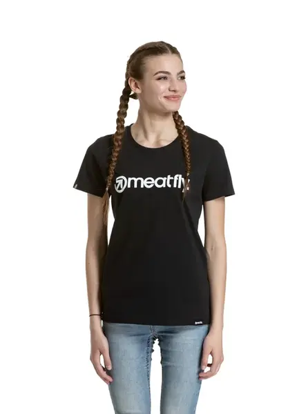 Meatfly dámské tričko Ladies MF Logo Black | Velikost XXL | 100% bavlna
