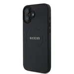 Zadní kryt Guess PU Grained Classic Logo MagSafe pro Apple iPhone 16, černá