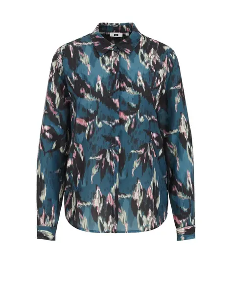 WE Fashion Blúzka  tmavomodrá / petrolejová / svetloružová / biela