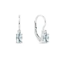 Náušnice s oválnými akvamaríny a brilianty v bílém zlatě KLENOTA